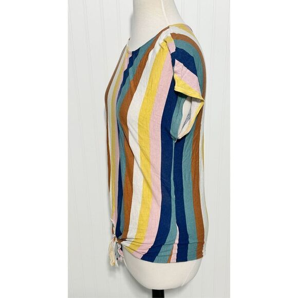Anthropologie W5 Womens Stripe Short Sleeve Tie Front Top Multi-Color Size Large - Picture 8 of 9